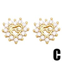 Boucles D&#39;oreilles En Cuivre De Lettre De Diamant En Forme De Coeur De Mode En Gros main image 6