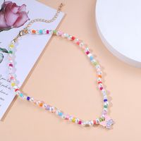 Korean Style Fashion Drip Oil Butterfly Pendant Necklace Colorful Pearl Clavicle Chain main image 5