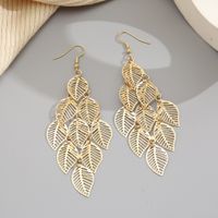 Leaf Butterfly Creative Personality Fashion Hollow Metal Leaf Earrings main image 4
