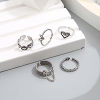 Creative Simple Retro Geometric Open Love Personality Ring 5-piece Set main image 5