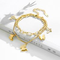 Fashion Creative New Double-layer Butterfly Personality Titanium Steel Bracelet main image 1