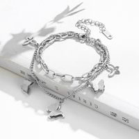 Fashion Creative New Double-layer Butterfly Personality Titanium Steel Bracelet main image 5