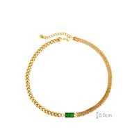 Fashion Titanium Steel Retro Necklace Inlaid Green Diamond Thick Chain Clavicle Chain main image 6