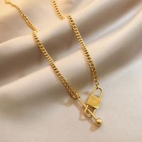 Fashion Creative Titanium Steel Necklace Exquisite Lock Pendant Clavicle Chain main image 3