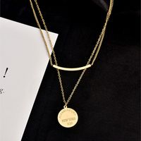 Fashion Titanium Steel Necklace Simple Geometric Round Clavicle Chain Double Layer Sweater Chain main image 3