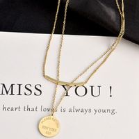Fashion Titanium Steel Necklace Simple Geometric Round Clavicle Chain Double Layer Sweater Chain main image 4