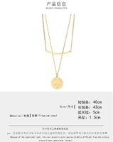 Fashion Titanium Steel Necklace Simple Geometric Round Clavicle Chain Double Layer Sweater Chain main image 6