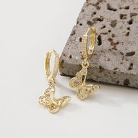 Pendientes De Cobre Creativos De Circón A La Moda Con Mariposa Hueca Para Mujer main image 1