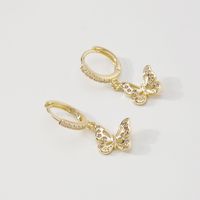 Butterfly Hollow Fashion Zircon Creative Copper Earrings Women main image 3