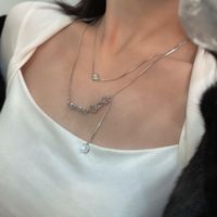 Simple Transparent Bead Necklace Fashion Double-layer Alloy Clavicle Chain Bracelet Earrings Set main image 3