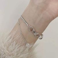 Simple Transparent Bead Necklace Fashion Double-layer Alloy Clavicle Chain Bracelet Earrings Set main image 5