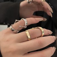 Niche Retro Geometric Bendable Ring Copper Gold-plated Ring Female main image 1