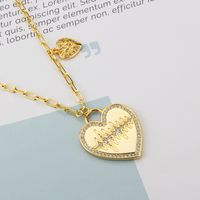 Fashion Heart-shaped Pendant Copper Gold-plated Heartbeat Inlaid Zirconium Necklace main image 3