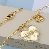 Fashion Heart-shaped Pendant Copper Gold-plated Heartbeat Inlaid Zirconium Necklace main image 4