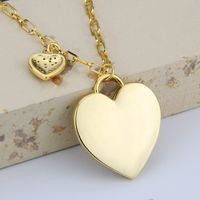Fashion Heart-shaped Pendant Copper Gold-plated Heartbeat Inlaid Zirconium Necklace main image 5