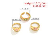 Geometric Drip Oil Frog Love Ring Alloy Checkerboard Ring Set main image 5
