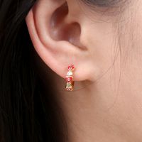 Fashion Heart Stoving Varnish Copper Artificial Gemstones Earrings main image 4
