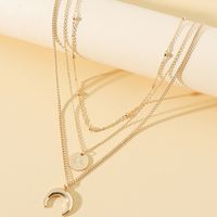 Fashion Three-layer Eight-pointed Star Crescent Alloy Necklace main image 5