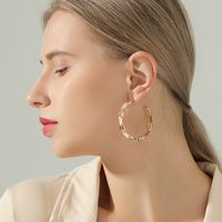 Simple Fashionable French C-shaped Hollow Personality Metal Texture Earrings main image 1