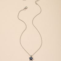 Korean Light Luxury Design Moon Star Retro Enamel Dripping Oil Pendant Necklace main image 3