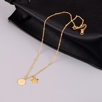 Simple Clavicle Chain Five-pointed Star Fashion Double Pendant Titamium Steel Necklace main image 2