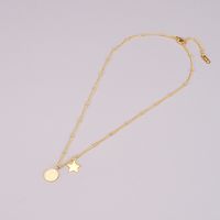 Simple Clavicle Chain Five-pointed Star Fashion Double Pendant Titamium Steel Necklace main image 6