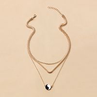 Fashion Tai Chi Gossip Pendant Necklace Simple Retro Thick Chain Multi-layer Alloy Necklace main image 4