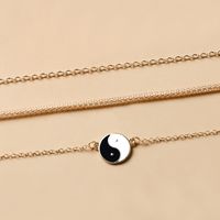 Fashion Tai Chi Gossip Pendant Necklace Simple Retro Thick Chain Multi-layer Alloy Necklace main image 5