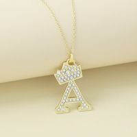 Creative Alloy Rhinestone Crown Letter Necklace Sweater Chain Wholesale main image 1