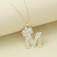 Creative Alloy Rhinestone Crown Letter Necklace Sweater Chain Wholesale main image 7