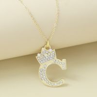 Creative Alloy Rhinestone Crown Letter Necklace Sweater Chain Wholesale sku image 3