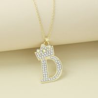 Creative Alloy Rhinestone Crown Letter Necklace Sweater Chain Wholesale sku image 4