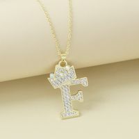 Creative Alloy Rhinestone Crown Letter Necklace Sweater Chain Wholesale sku image 6