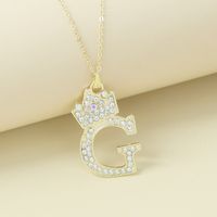 Creative Alloy Rhinestone Crown Letter Necklace Sweater Chain Wholesale sku image 7