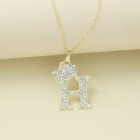 Creative Alloy Rhinestone Crown Letter Necklace Sweater Chain Wholesale sku image 8