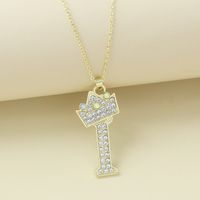 Creative Alloy Rhinestone Crown Letter Necklace Sweater Chain Wholesale sku image 9
