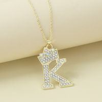 Creative Alloy Rhinestone Crown Letter Necklace Sweater Chain Wholesale sku image 11