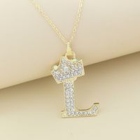 Creative Alloy Rhinestone Crown Letter Necklace Sweater Chain Wholesale sku image 12