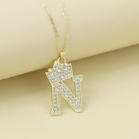 Creative Alloy Rhinestone Crown Letter Necklace Sweater Chain Wholesale sku image 14