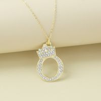 Creative Alloy Rhinestone Crown Letter Necklace Sweater Chain Wholesale sku image 15