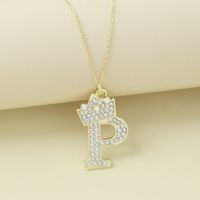 Creative Alloy Rhinestone Crown Letter Necklace Sweater Chain Wholesale sku image 16
