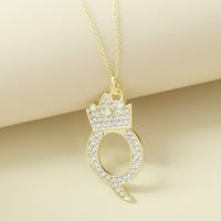 Creative Alloy Rhinestone Crown Letter Necklace Sweater Chain Wholesale sku image 17