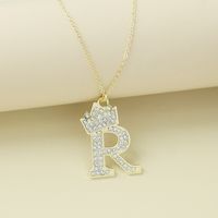 Creative Alloy Rhinestone Crown Letter Necklace Sweater Chain Wholesale sku image 18