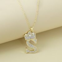 Creative Alloy Rhinestone Crown Letter Necklace Sweater Chain Wholesale sku image 19