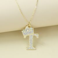Creative Alloy Rhinestone Crown Letter Necklace Sweater Chain Wholesale sku image 20