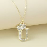 Creative Alloy Rhinestone Crown Letter Necklace Sweater Chain Wholesale sku image 21