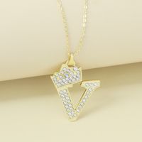 Creative Alloy Rhinestone Crown Letter Necklace Sweater Chain Wholesale sku image 22