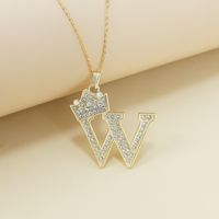 Creative Alloy Rhinestone Crown Letter Necklace Sweater Chain Wholesale sku image 23