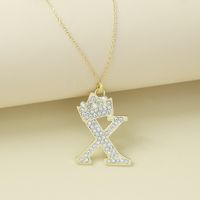 Creative Alloy Rhinestone Crown Letter Necklace Sweater Chain Wholesale sku image 24
