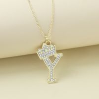 Creative Alloy Rhinestone Crown Letter Necklace Sweater Chain Wholesale sku image 25